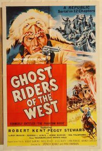 g894 PHANTOM RIDER one-sheet movie poster R54 Ghost Riders of the West!
