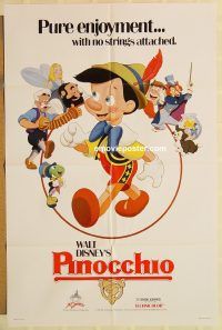 g898 PINOCCHIO one-sheet movie poster R84 Walt Disney classic!