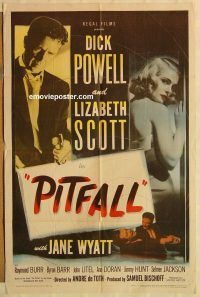 g899 PITFALL one-sheet movie poster '48 Dick Powell, Lizabeth Scott
