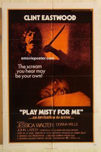 g902 PLAY MISTY FOR ME one-sheet movie poster '71 classic Clint Eastwood!