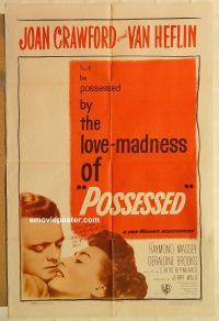 g908 POSSESSED one-sheet movie poster '47 Joan Crawford, Van Heflin