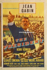 g915 PRESIDENT one-sheet movie poster '61 Jean Gabin, French politics!