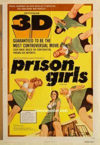 g921 PRISON GIRLS one-sheet movie poster '72 3-D, Uschi Digard, sexy!