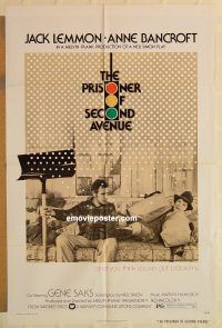 g922 PRISONER OF SECOND AVENUE one-sheet movie poster '75 Jack Lemmon