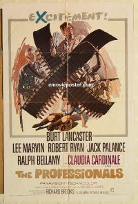 g928 PROFESSIONALS one-sheet movie poster '66 Burt Lancaster, Lee Marvin