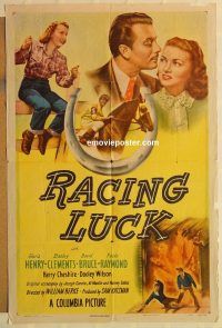 g942 RACING LUCK one-sheet movie poster '48 Gloria Henry, Clements