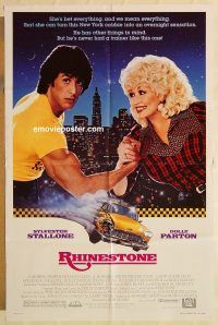 g966 RHINESTONE one-sheet movie poster '84 Sylvester Stallone, Dolly Parton