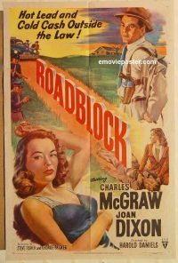 g971 ROADBLOCK one-sheet movie poster '51 Charles McGraw, film noir