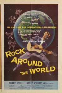 g975 ROCK AROUND THE WORLD one-sheet movie poster '57 AIP, rock 'n' roll!