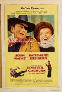 g983 ROOSTER COGBURN one-sheet movie poster '75 John Wayne, Kate Hepburn