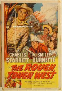 g985 ROUGH TOUGH WEST one-sheet movie poster '52 Charles Starrett, Burnette