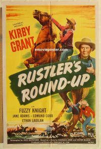 g989 RUSTLER'S ROUND-UP one-sheet movie poster '46 Kirby Grant, western!