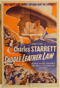 g992 SADDLE LEATHER LAW one-sheet movie poster '44 Chalres Starrett