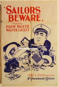 g993 SAILORS BEWARE one-sheet movie poster '33 Eugene Pallette