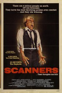 h003 SCANNERS one-sheet movie poster '81 David Cronenberg, wild sci-fi!