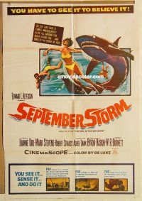 h014 SEPTEMBER STORM one-sheet movie poster '60 3-D, Joanne Dru, Stevens