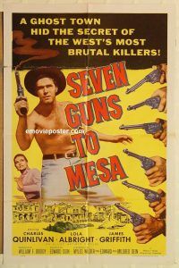 h016 SEVEN GUNS TO MESA one-sheet movie poster '58 Quinlivan, Albright