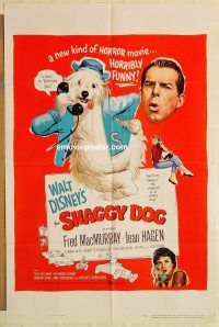 h023 SHAGGY DOG one-sheet movie poster '59 Disney, Fred MacMurray