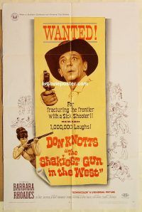 h024 SHAKIEST GUN IN THE WEST one-sheet movie poster '68 Don Knotts