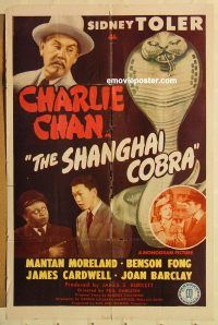 h026 SHANGHAI COBRA one-sheet movie poster '45 Sidney Toler, Charlie Chan!