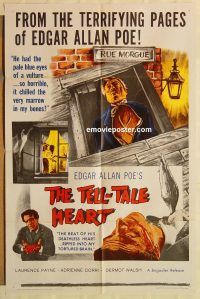 h147 TELL-TALE HEART one-sheet movie poster '61 Edgar Allan Poe horror!