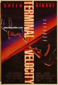 h152 TERMINAL VELOCITY int'l one-sheet movie poster '94 Charlie Sheen, Kinski