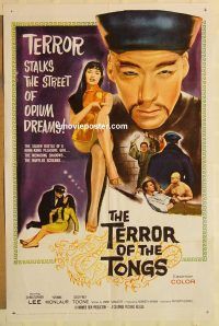 h154 TERROR OF THE TONGS one-sheet movie poster '61 Chris Lee, opium dreams!