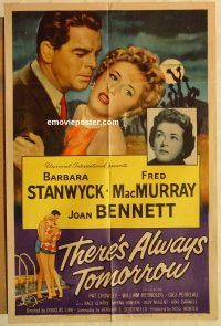 h163 THERE'S ALWAYS TOMORROW one-sheet movie poster '56 Stanwyck
