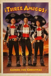 h174 THREE AMIGOS teaser one-sheet movie poster '86 Chase, Martin, Short
