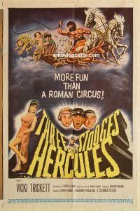 h175 THREE STOOGES MEET HERCULES one-sheet movie poster '61 Moe, Larry