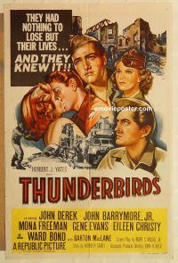 h181 THUNDERBIRDS one-sheet movie poster '52 John Derek, John Barrymore