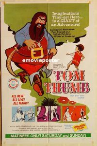 h187 TOM THUMB one-sheet movie poster '67 Rene Cardona fantasy!