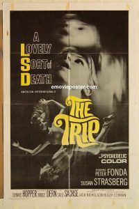 h202 TRIP one-sheet movie poster '67 Peter Fonda, LSD, wild drugs!