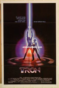 h203 TRON one-sheet movie poster '82 Walt Disney sci-fi, Jeff Bridges