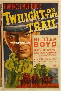 h206 TWILIGHT ON THE TRAIL one-sheet movie poster '41 Hopalong Cassidy