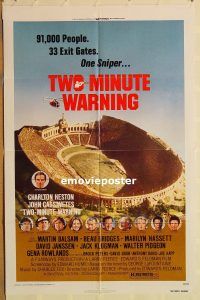 h210 TWO MINUTE WARNING one-sheet movie poster '76 Charlton Heston