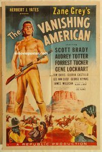 h233 VANISHING AMERICAN one-sheet movie poster '55 Zane Grey, Navajo!