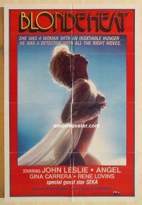 g158 BLONDE HEAT video one-sheet movie poster '85 sexy insatiable hunger!