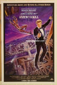 h238 VIEW TO A KILL advance one-sheet movie poster '85 Moore & Grace Jones!