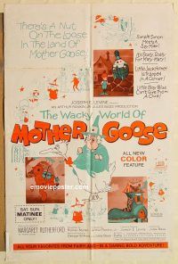 h243 WACKY WORLD OF MOTHER GOOSE one-sheet movie poster '67 cartoon!