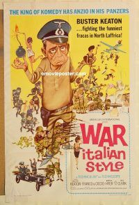 h249 WAR ITALIAN STYLE one-sheet movie poster '66 last Buster Keaton!