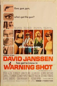 h253 WARNING SHOT one-sheet movie poster '66 David Janssen, Masterson