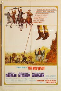 h260 WAY WEST style B one-sheet movie poster '67 Kirk Douglas, Mitchum