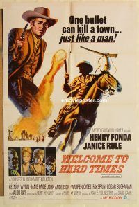 h262 WELCOME TO HARD TIMES one-sheet movie poster '67 Henry Fonda western!