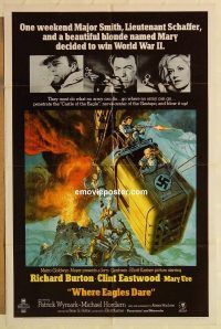 h273 WHERE EAGLES DARE one-sheet movie poster '68 Eastwood, Burton
