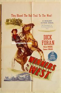 h285 WINNERS OF THE WEST one-sheet movie poster R40s Dick Foran, serial