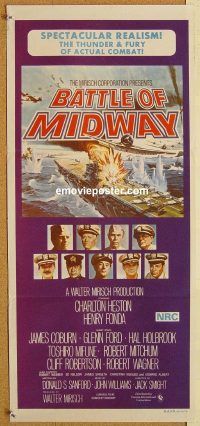 k684 MIDWAY Australian daybill movie poster '76 Charlton Heston, Fonda