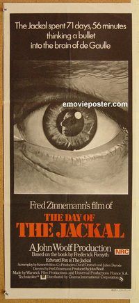 k543 DAY OF THE JACKAL Australian daybill movie poster '73 Fred Zinnemann