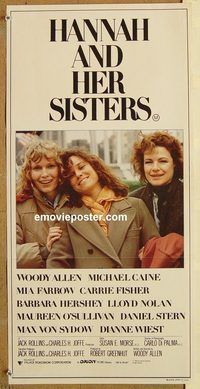 k614 HANNAH & HER SISTERS Australian daybill movie poster '86 Woody Allen