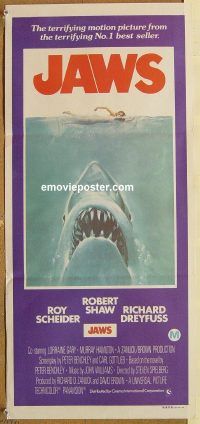 k636 JAWS Australian daybill movie poster '75 Steven Spielberg, Scheider